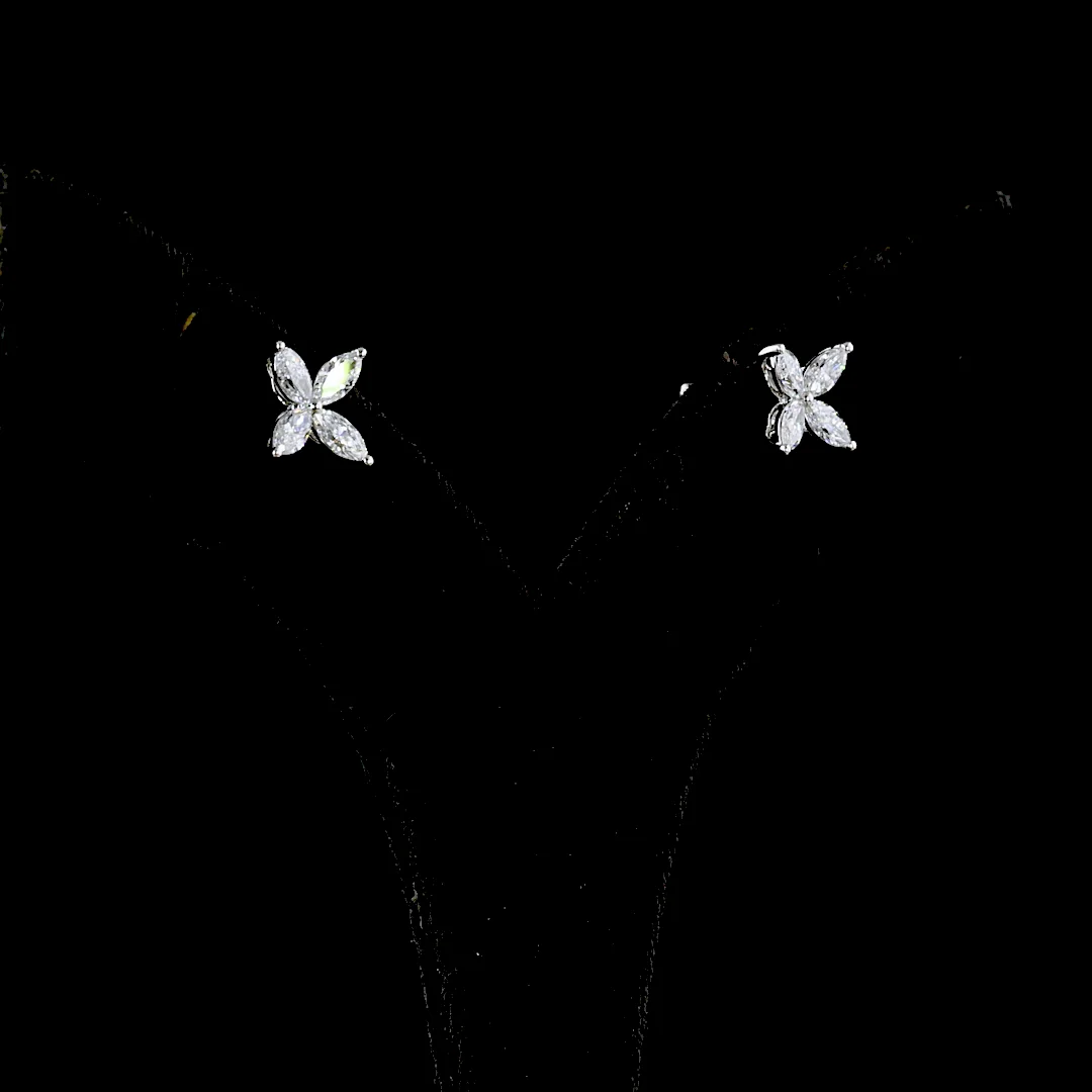 0.93 Cts Platinum Marquise Shape Studs Earring - Image 2