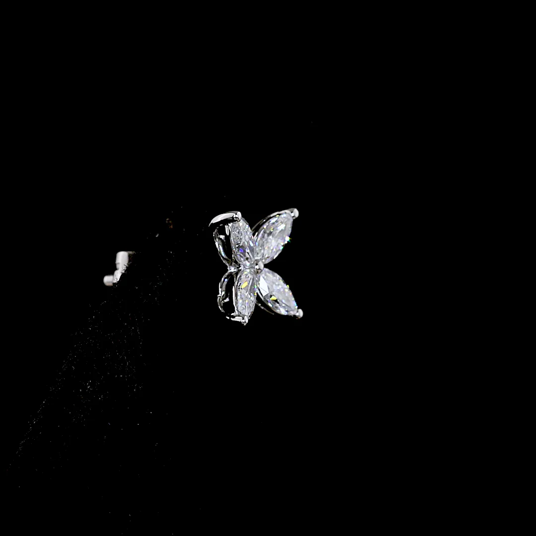 0.93 Cts Platinum Marquise Shape Studs Earring - Image 4