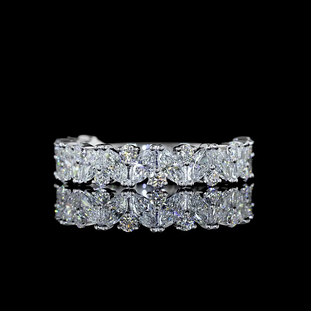 1.11 Cts 14k White Gold Mix Shape 3/4 Band Eternity Band - Video