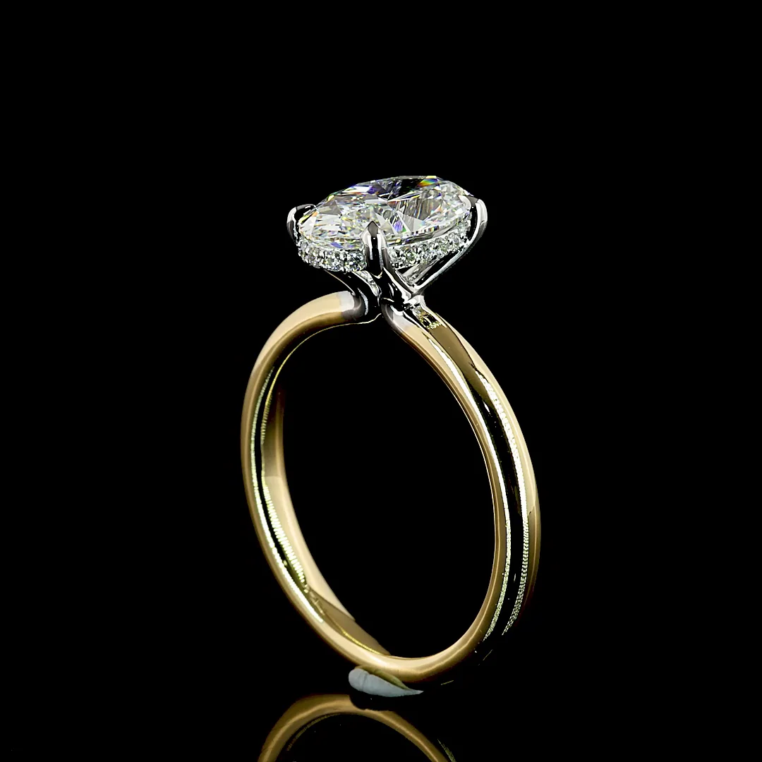 2.09 Cts 14k Two Tone Oval Shape Hidden Halo Ring - Image 2