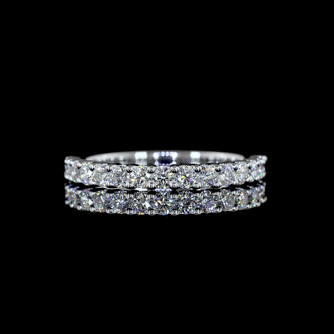 0.61 Cts 14k White Gold Round Shape Half Eternity Eternity Band - Video