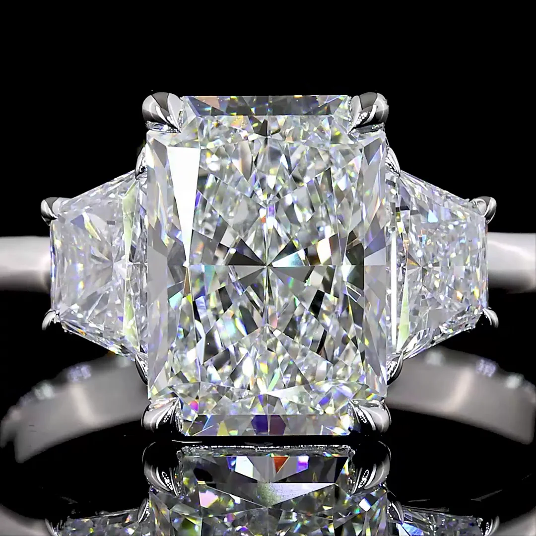 2.61 Cts 14k White Gold Mix Shape 3 Stones Ring - Image 3