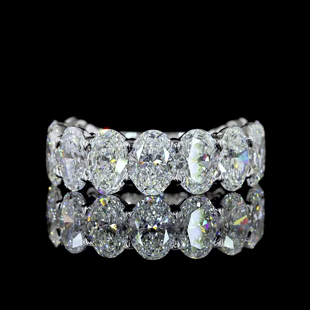6.16 Cts 14k White Gold Oval Shape 3/4 Band Eternity Band - Video