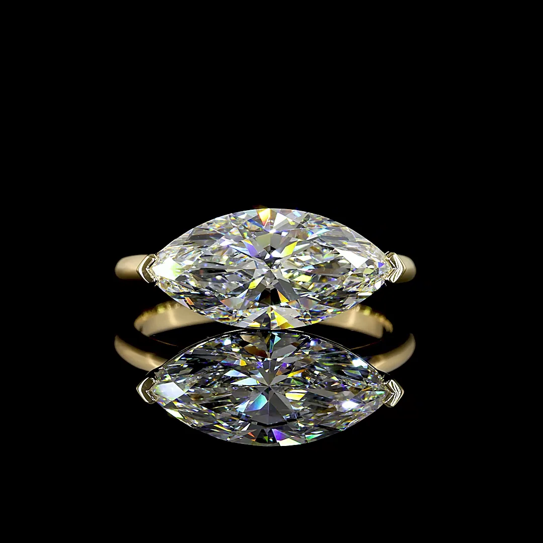 3.03 Cts 14k Yellow Gold Marquise Shape Solitaire Ring - Video