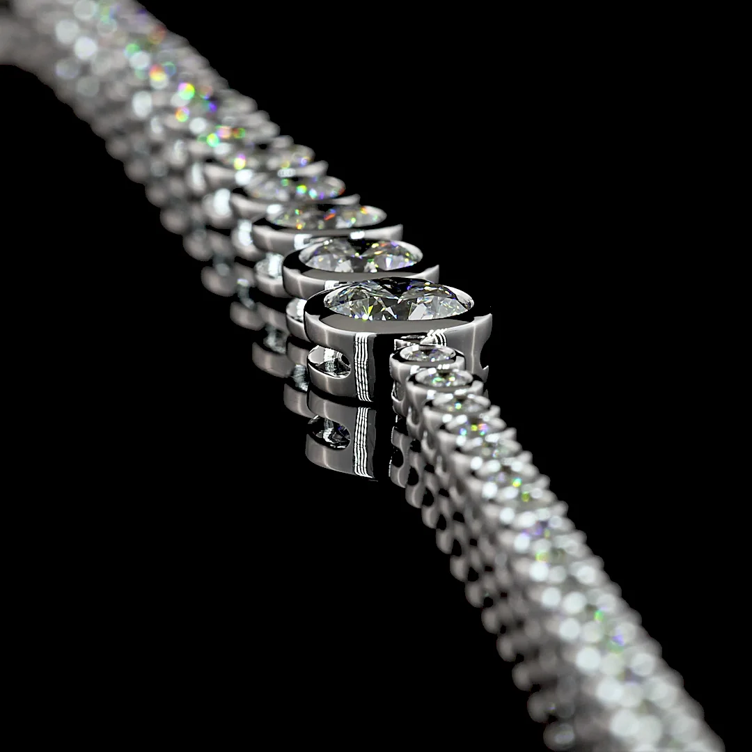 8.05 Cts 14k White Gold Round Shape Riviera Necklace - Image 2