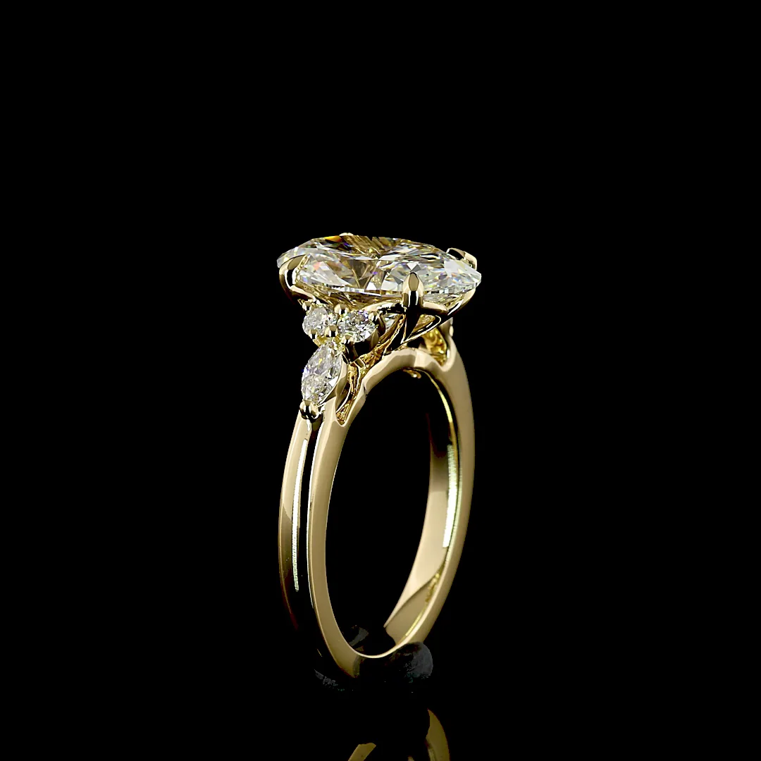 2.82 Cts 14k Yellow Gold Oval Shape Split Shank Ring - Image 4
