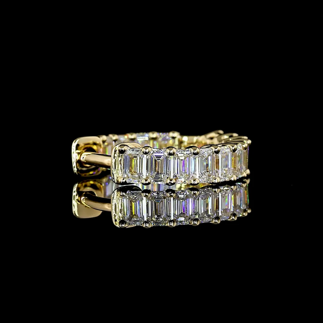 1.55 Cts 14k Yellow Gold Emerald Shape Huggies Earring - Image 2