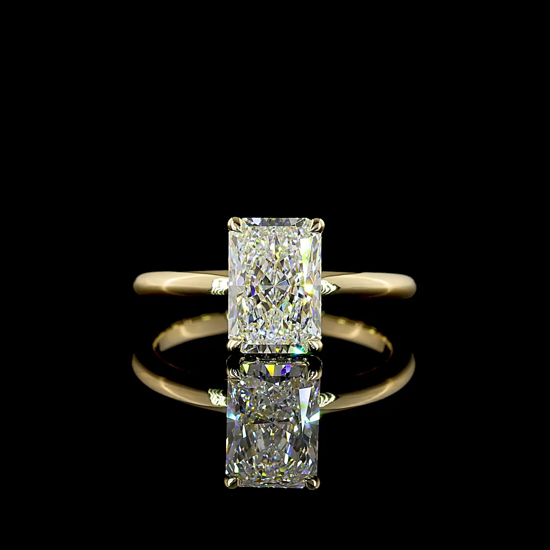 2.17 Cts 14k Yellow Gold Radiant Shape Hidden Halo Ring - Video