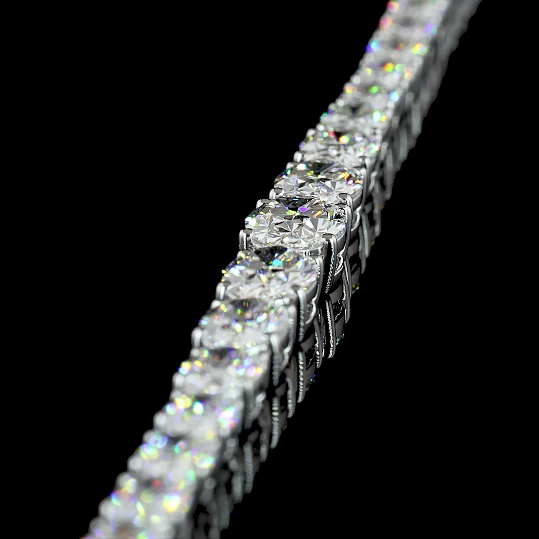 12.12 Cts 14k White Gold Oval Shape Riviera Necklace - Image 4