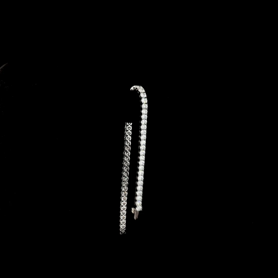 7.64 Cts 14k White Gold Oval Shape Tennis Bracelet - Image 3