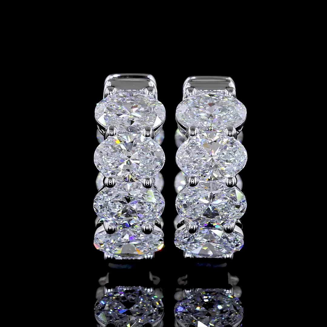 4.96 Cts 14k White Gold Oval Shape Huggies Earring - Image 3