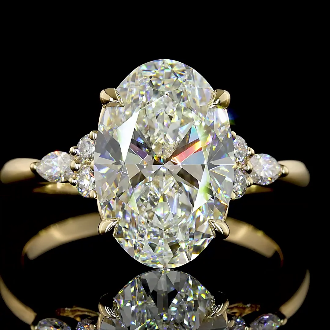 4.32 Cts 14k Yellow Gold Oval Shape Special Ring - Image 3
