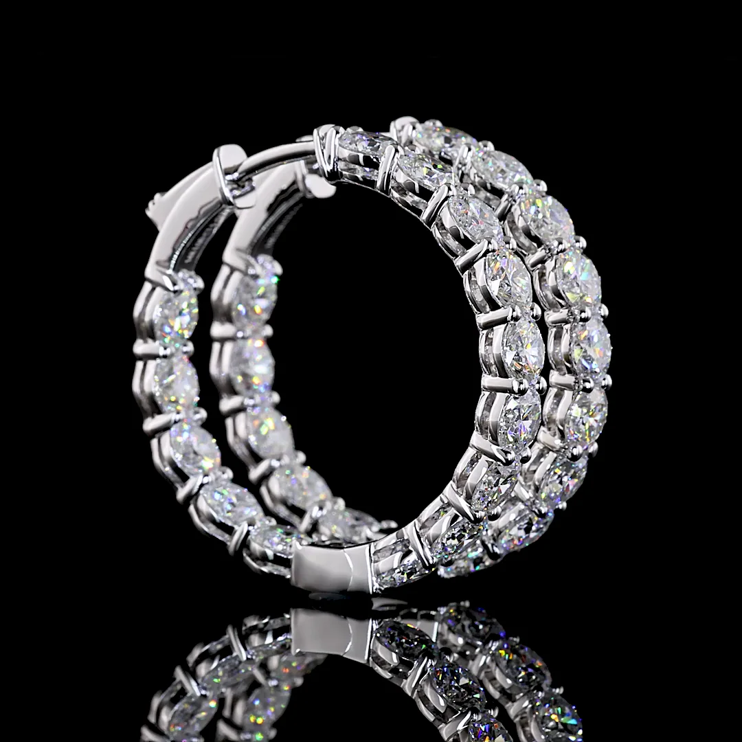 5.2 Cts 14k White Gold Round Shape Hoops Earring - Video