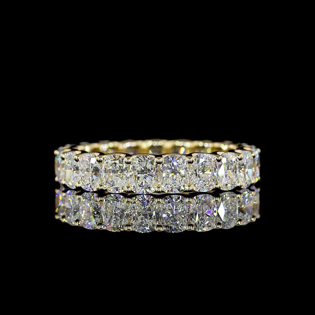4.56 Cts 14k Yellow Gold Cushion Brilliant Shape Eternity Band Eternity Band - Video