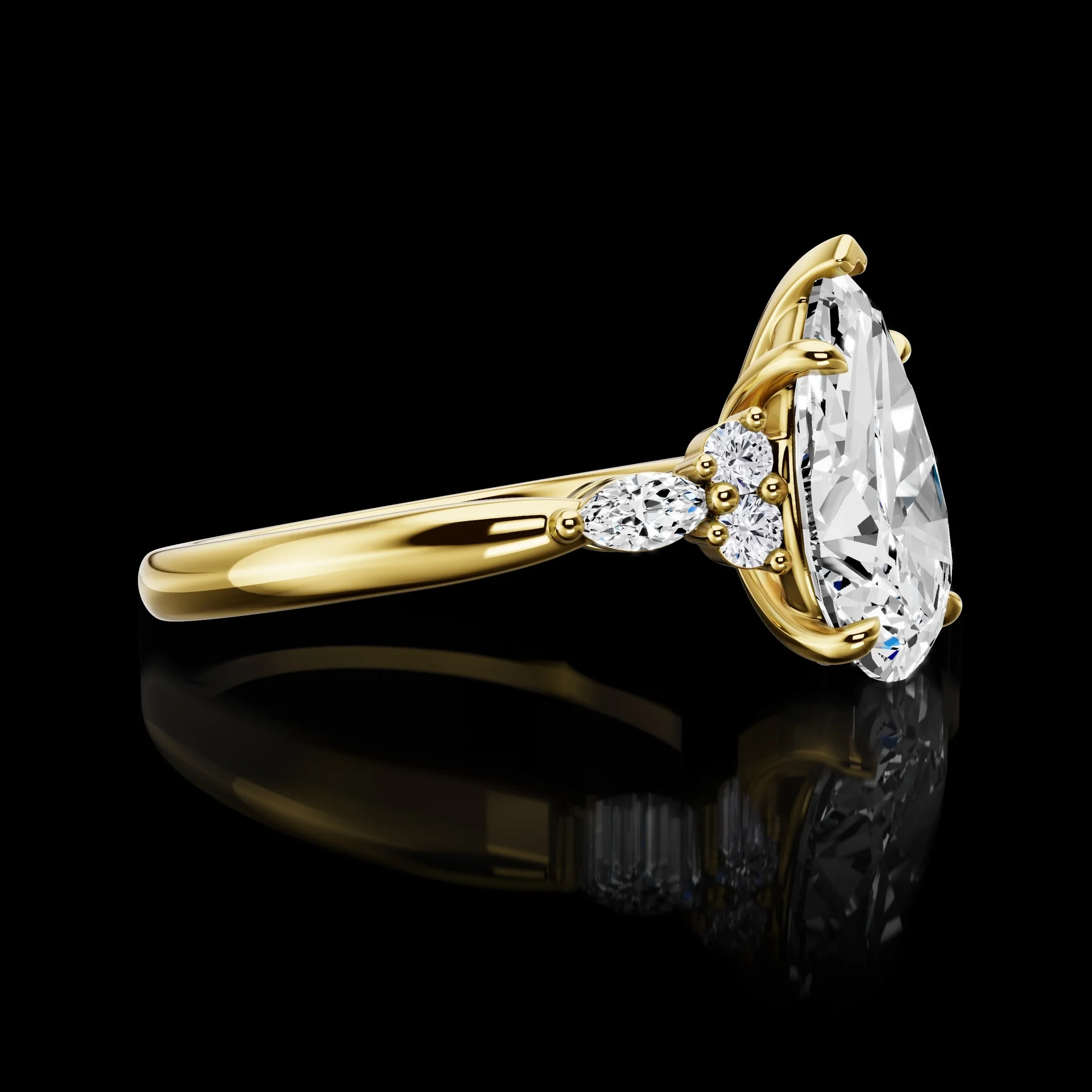 2.6 Cts 14k Yellow Gold Pear Shape Special Ring - Image 3