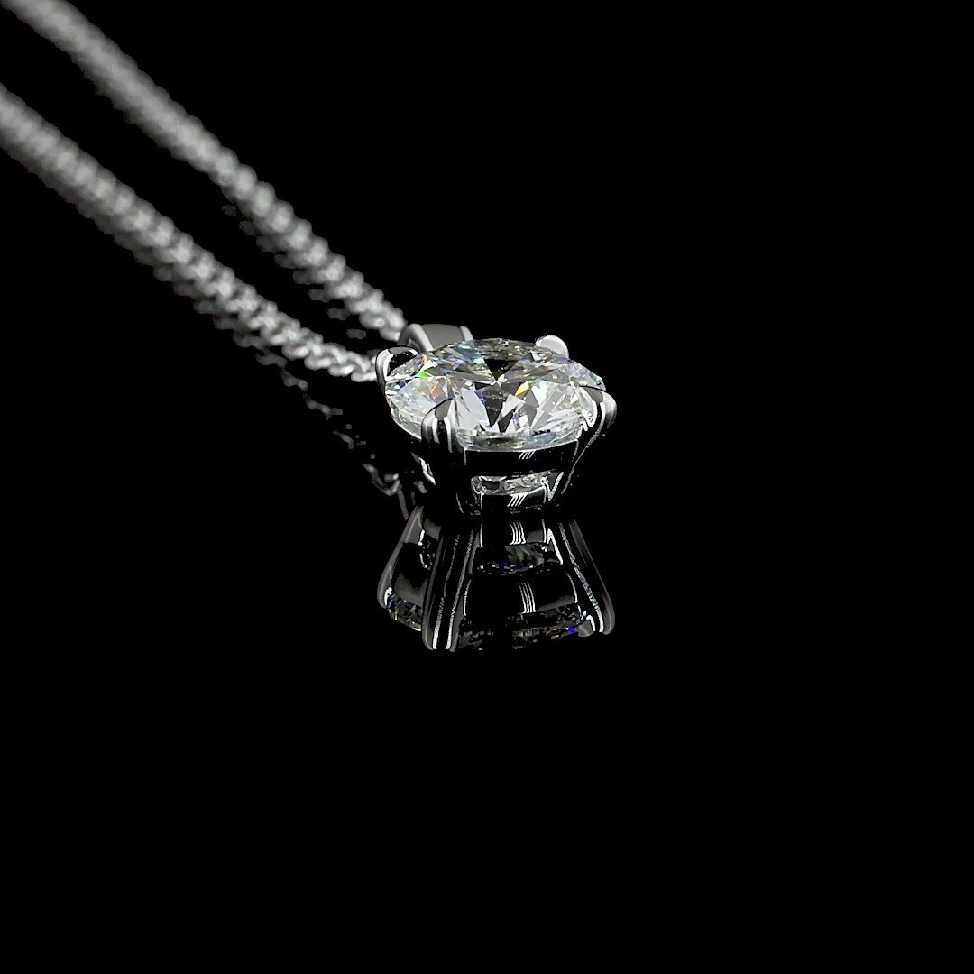 0.78 Cts 14k White Gold Round Shape Solitaire Pendant - Image 2