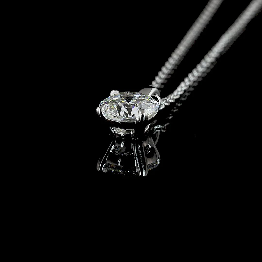 0.78 Cts 14k White Gold Round Shape Solitaire Pendant - Image 4