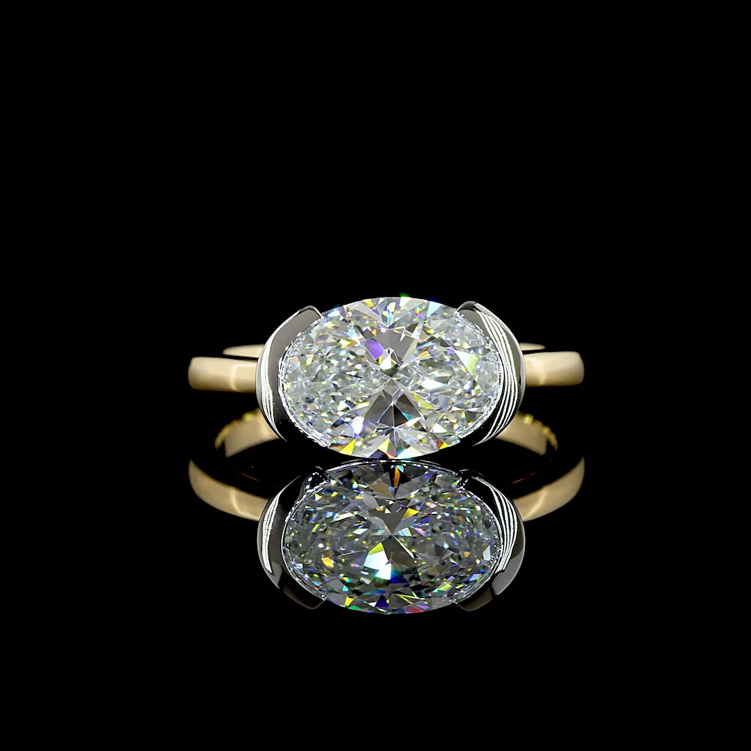 2.5 Cts 14k Yellow Gold - Platinum Oval Shape Solitaire Ring - Video