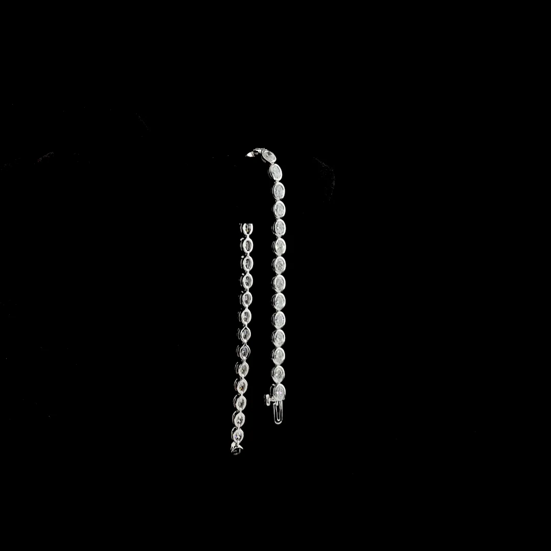 4.08 Cts 14k White Gold Oval Shape Tennis Bracelet - Image 3