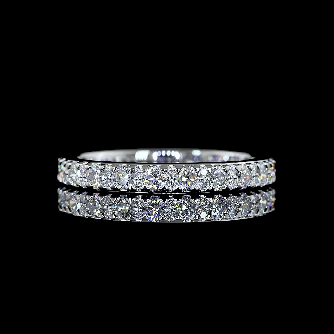 0.82 Cts 18k White Gold Round Shape 3/4 Band Eternity Band - Video
