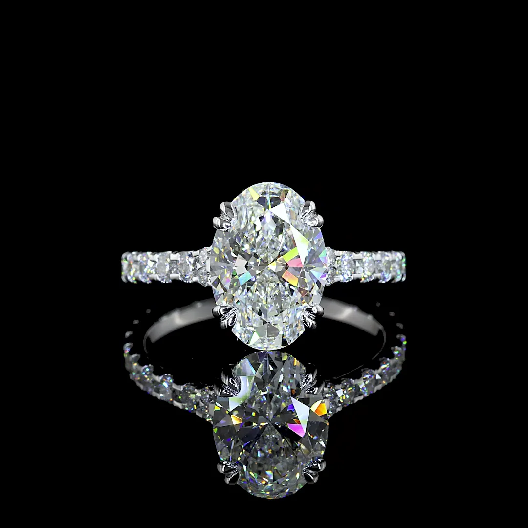 3.16 Cts 14k White Gold Round Shape Hidden Halo Ring - Video