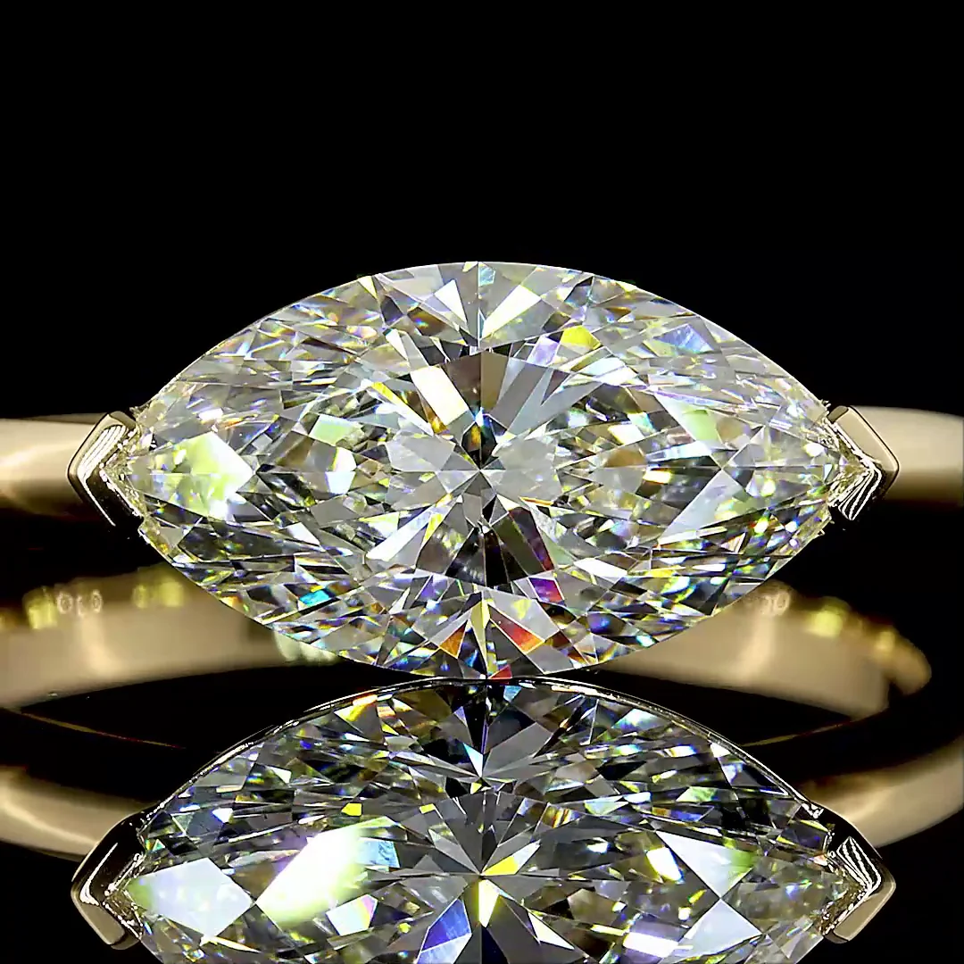 2.08 Cts 14k Yellow Gold Marquise Shape Solitaire Ring - Image 3
