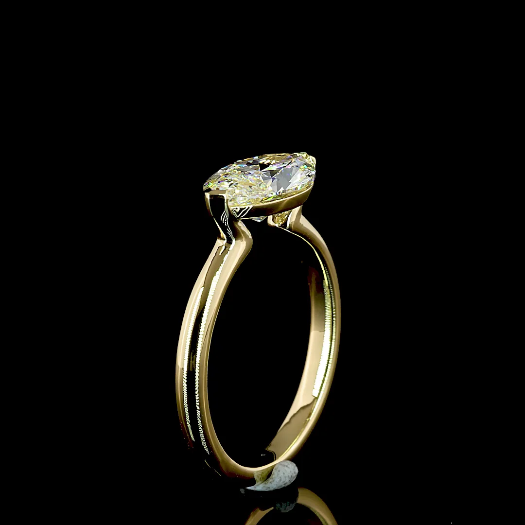 2.08 Cts 14k Yellow Gold Marquise Shape Solitaire Ring - Image 4