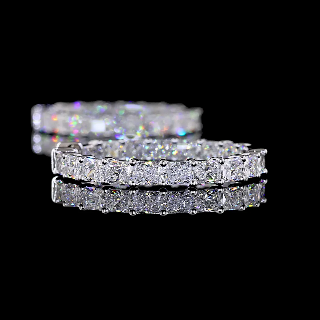 6.99 Cts 14k White Gold Radiant Shape Hoops Earring - Image 4