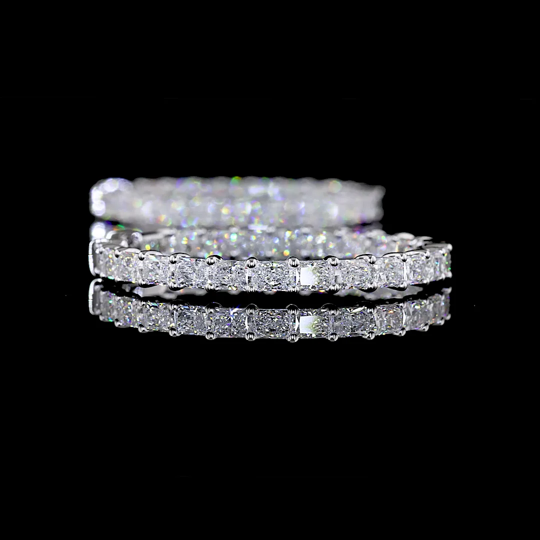 5.1 Cts 14k White Gold Radiant Shape Hoops Earring - Image 4