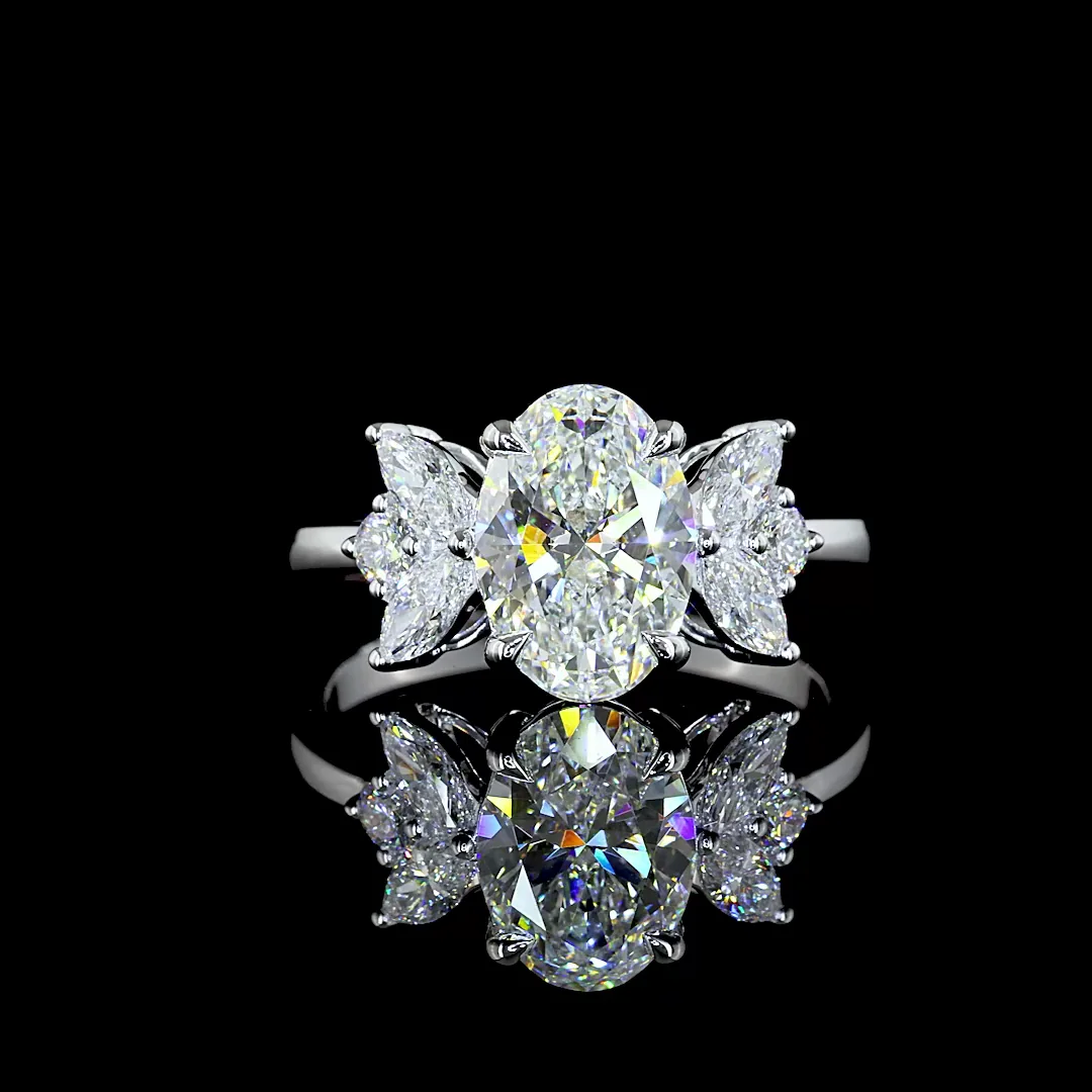 2.61 Cts 14k White Gold Oval Shape Special Ring - Video