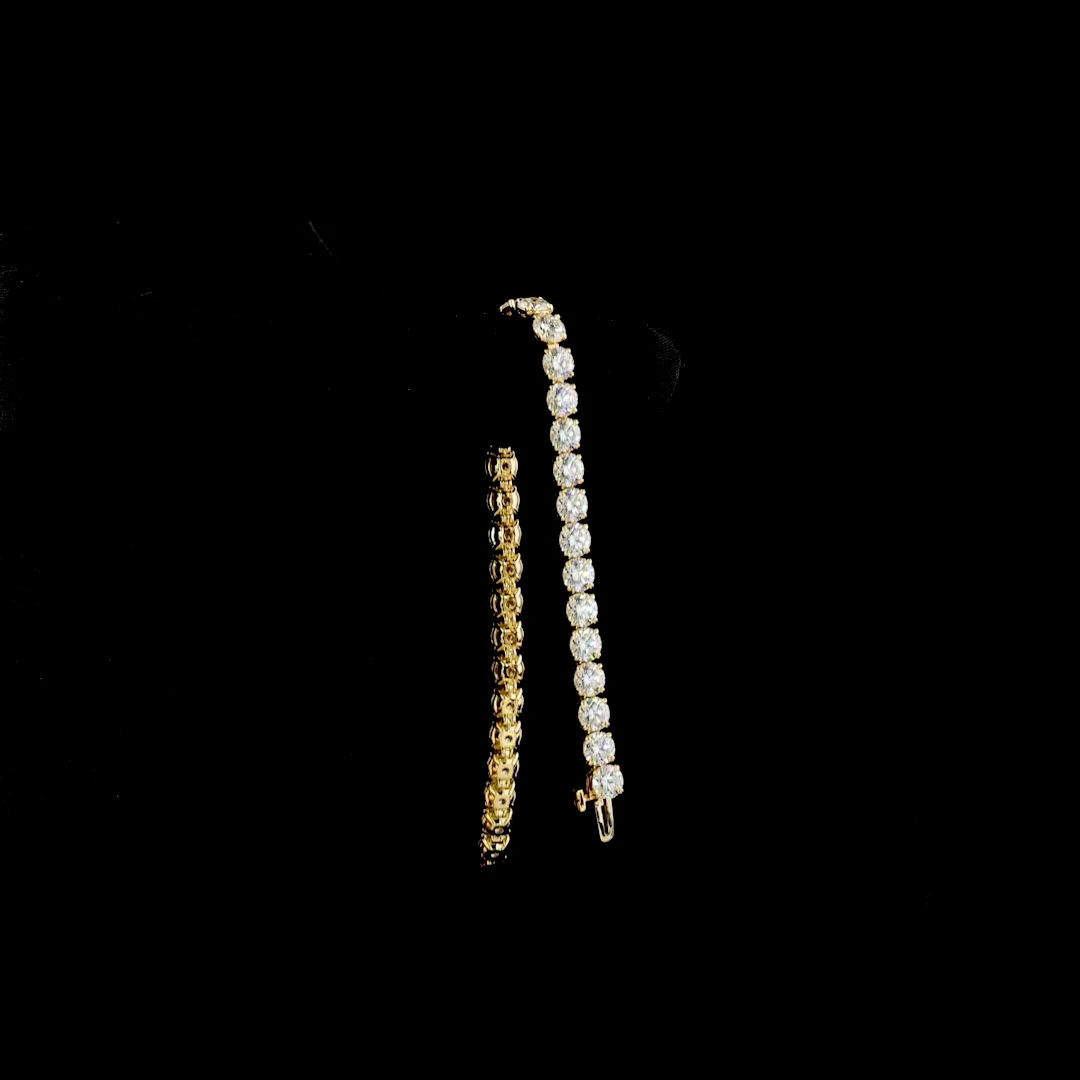 15.05 Cts 14k Yellow Gold Round Shape Tennis Bracelet - Image 3