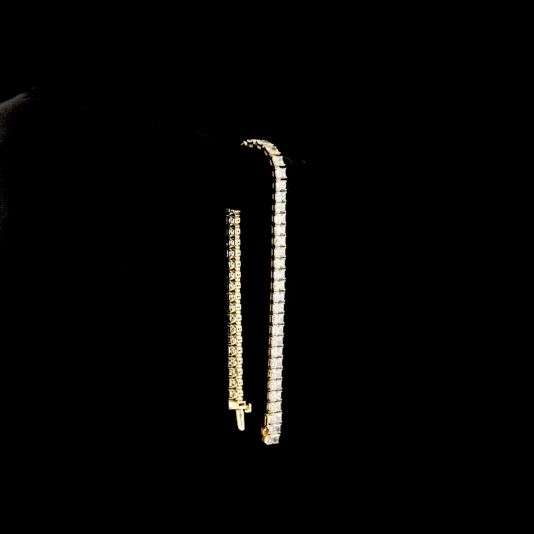 11.93 Cts 14k Yellow Gold Radiant Shape Tennis Bracelet - Image 3