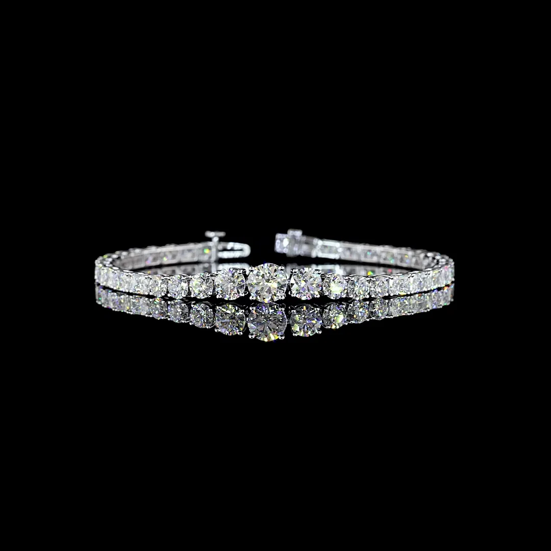 10.71 Cts 14k White Gold Mix Shape Riviera Bracelet - Video