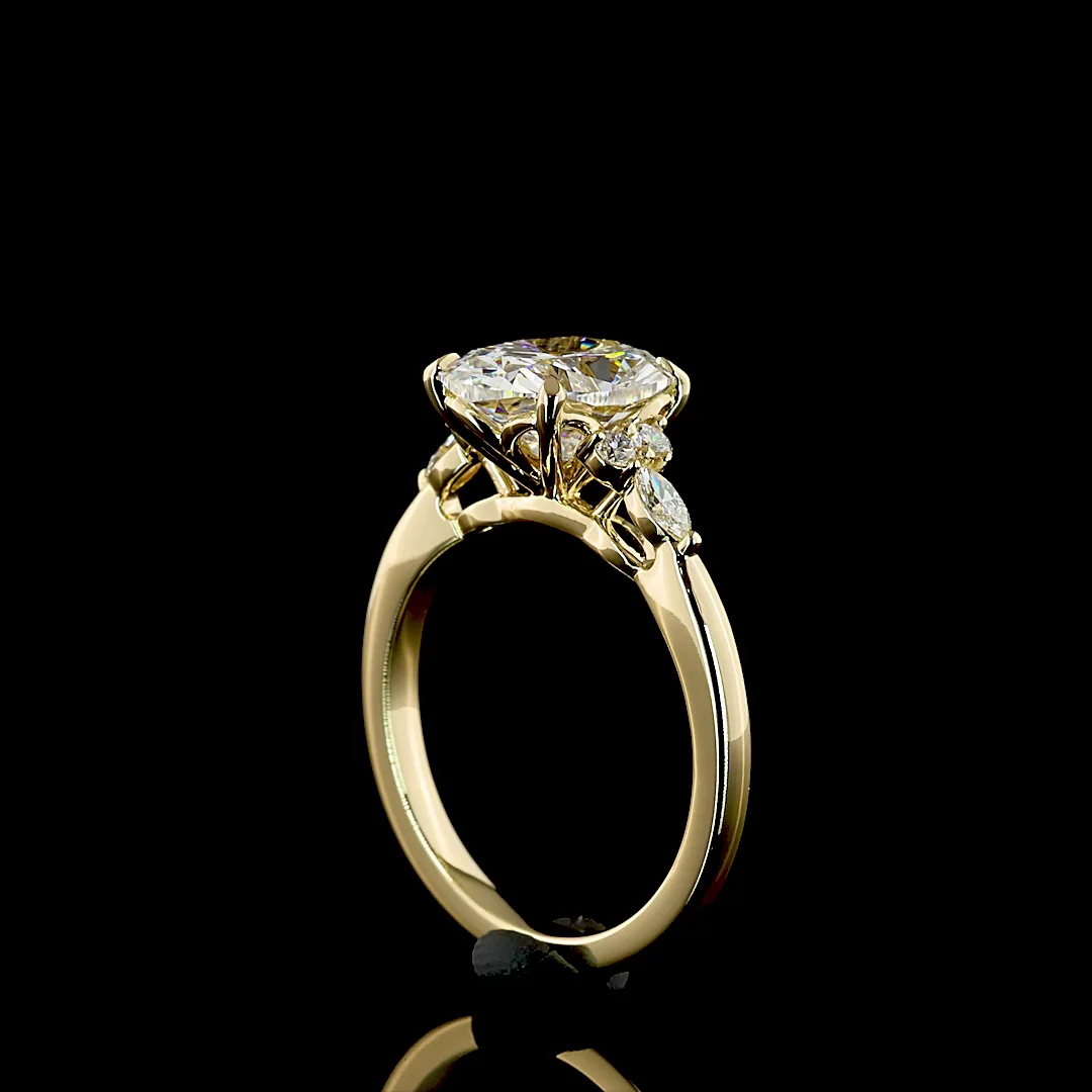 3.17 Cts 14k Yellow Gold Cushion Brilliant Shape Split Shank Ring - Image 2