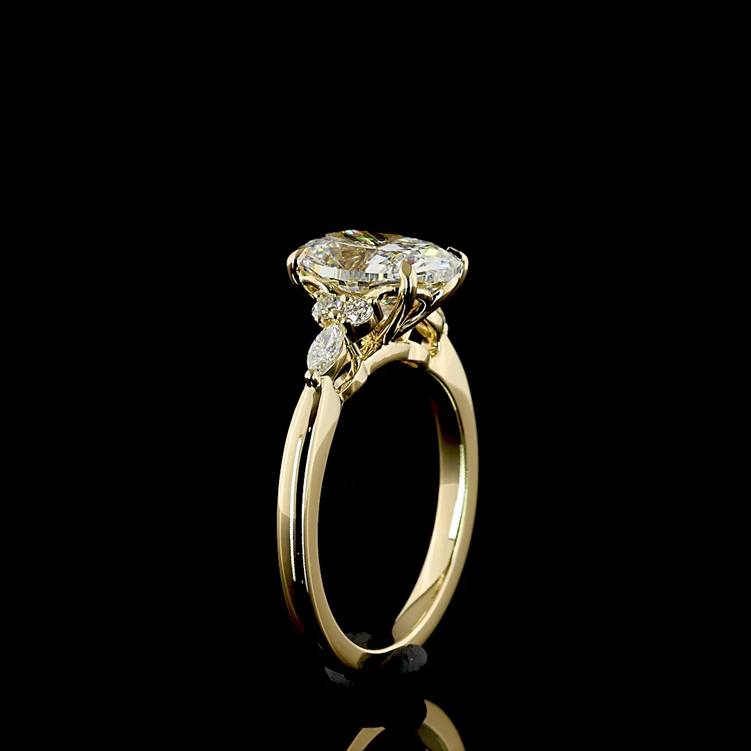 3.17 Cts 14k Yellow Gold Cushion Brilliant Shape Split Shank Ring - Image 4