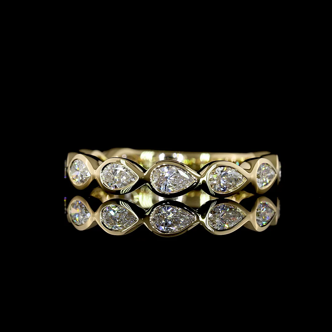 0.93 Cts 14k Yellow Gold Pear Shape 3/4 Band Eternity Band - Video