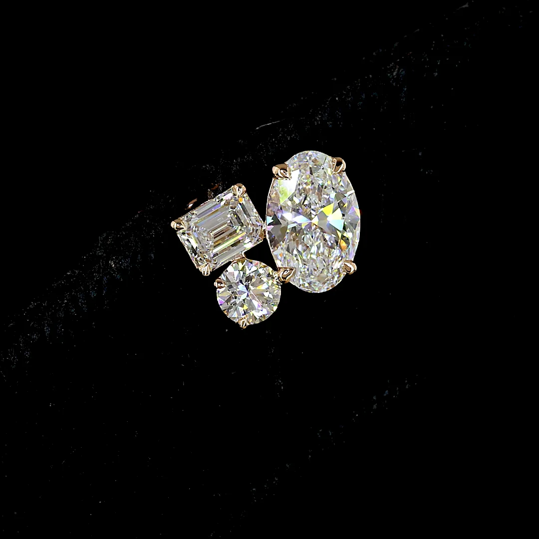 2.26 Cts 14k Rose Gold Oval Shape 3 Stones Earring - Image 3
