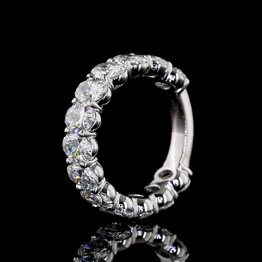 4.02 Cts Platinum Oval Shape 3/4 Band Eternity Band - Image 4