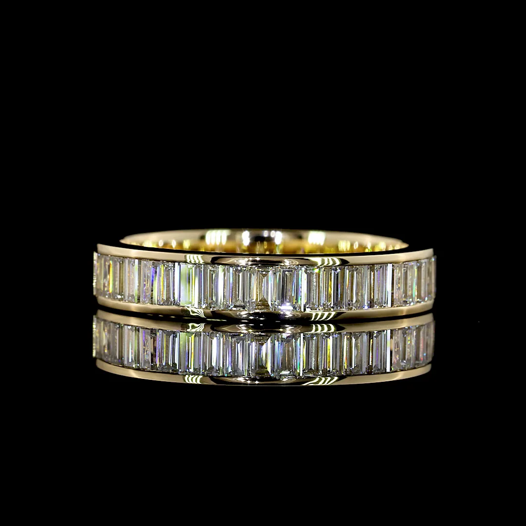 1.24 Cts 14k Yellow Gold Baguette Shape Half Eternity Eternity Band - Video