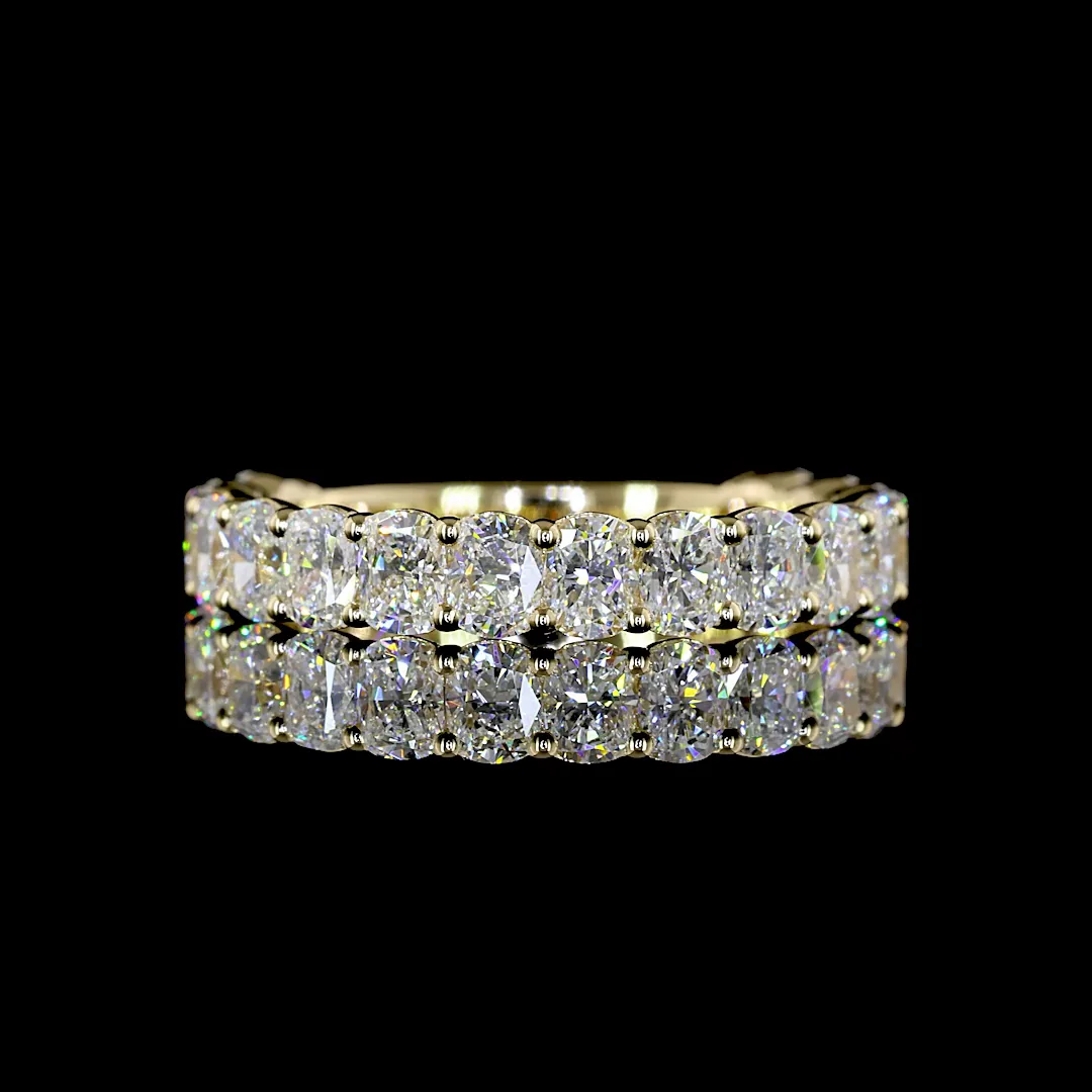 1.68 Cts 14k Yellow Gold Cushion Brilliant Shape 3/4 Band Eternity Band - Video