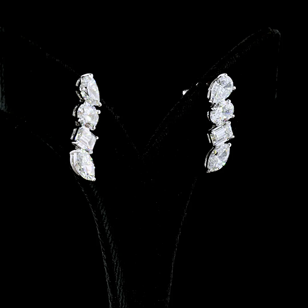 5.75 Cts 14k White Gold Oval Shape Crawler Earring - Image 2