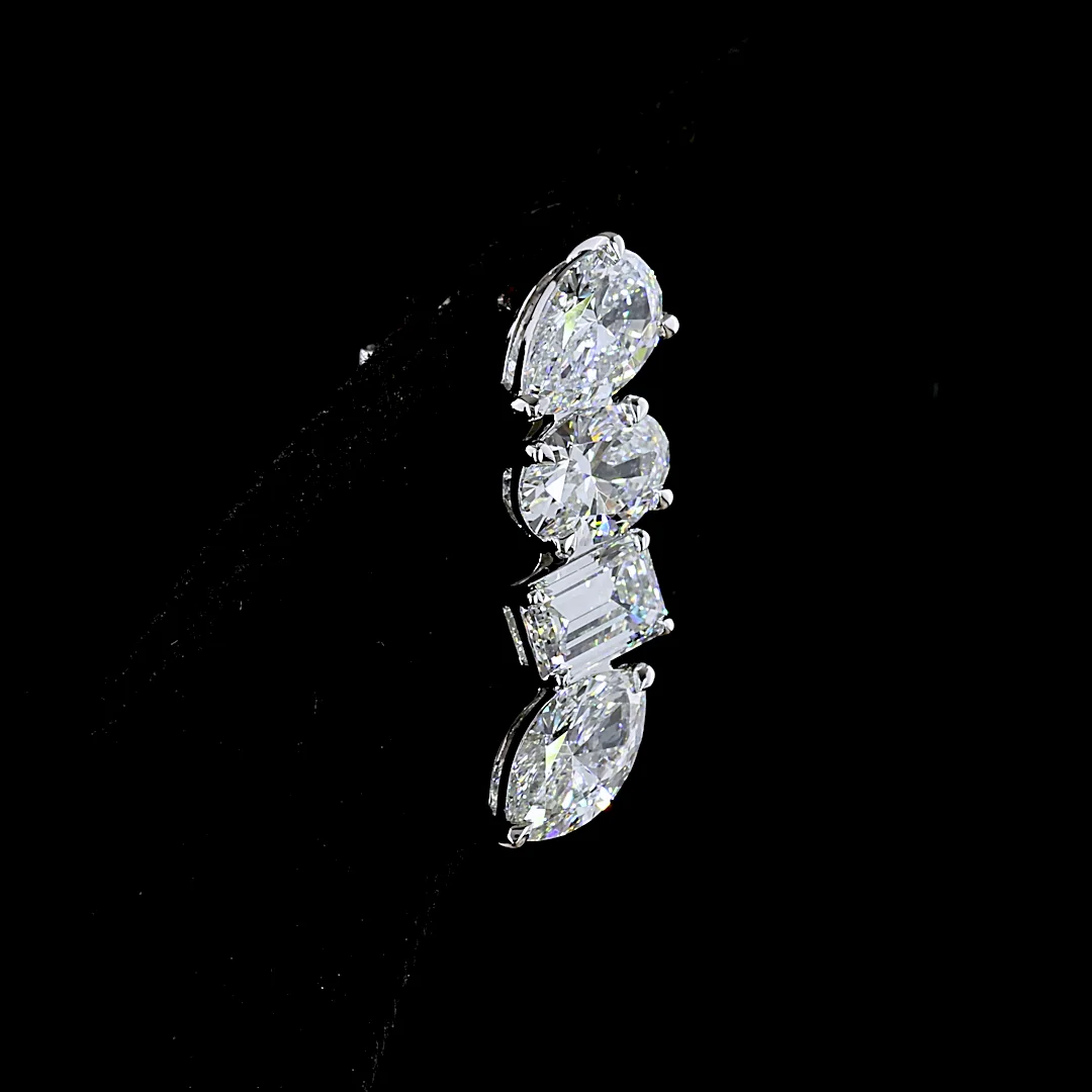5.75 Cts 14k White Gold Oval Shape Crawler Earring - Image 4