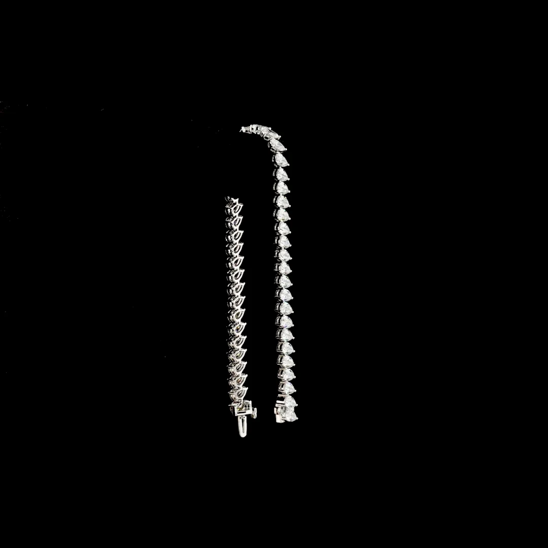 11.78 Cts 14k White Gold Pear Shape Tennis Bracelet - Image 3