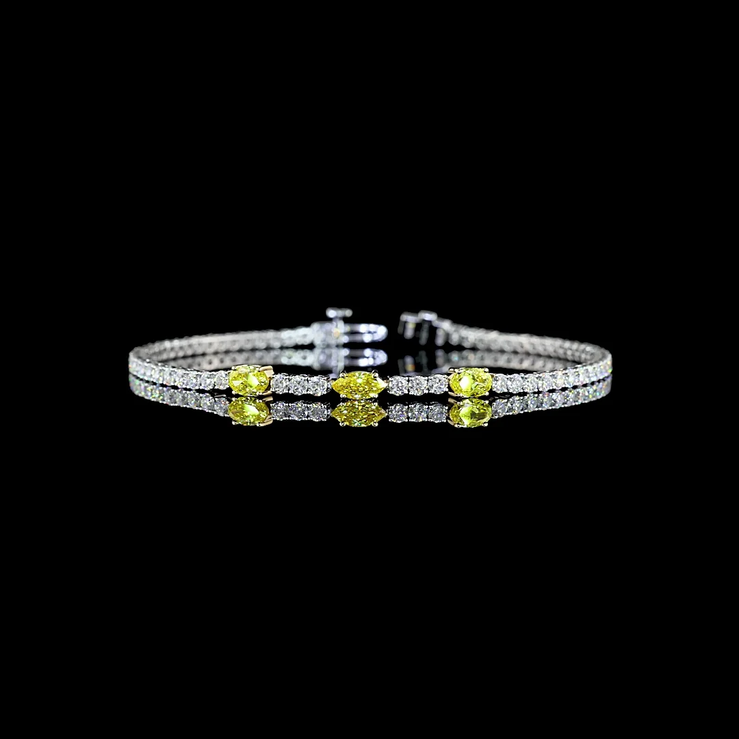 4.13 Cts 14k White Gold Mix Shape Station Line Tennis Bracelet - Video