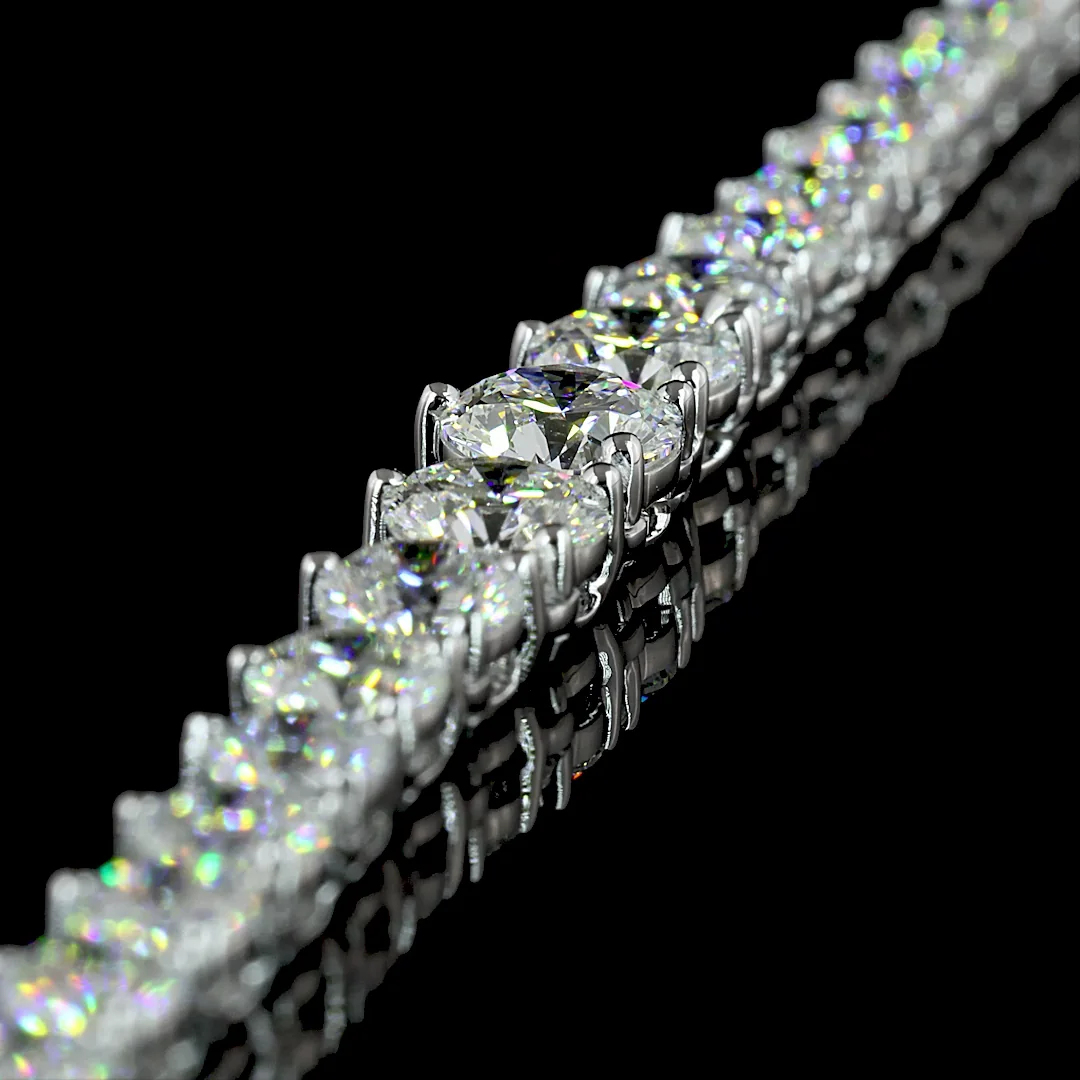 9.89 Cts 14k White Gold Round Shape Riviera Necklace - Image 2