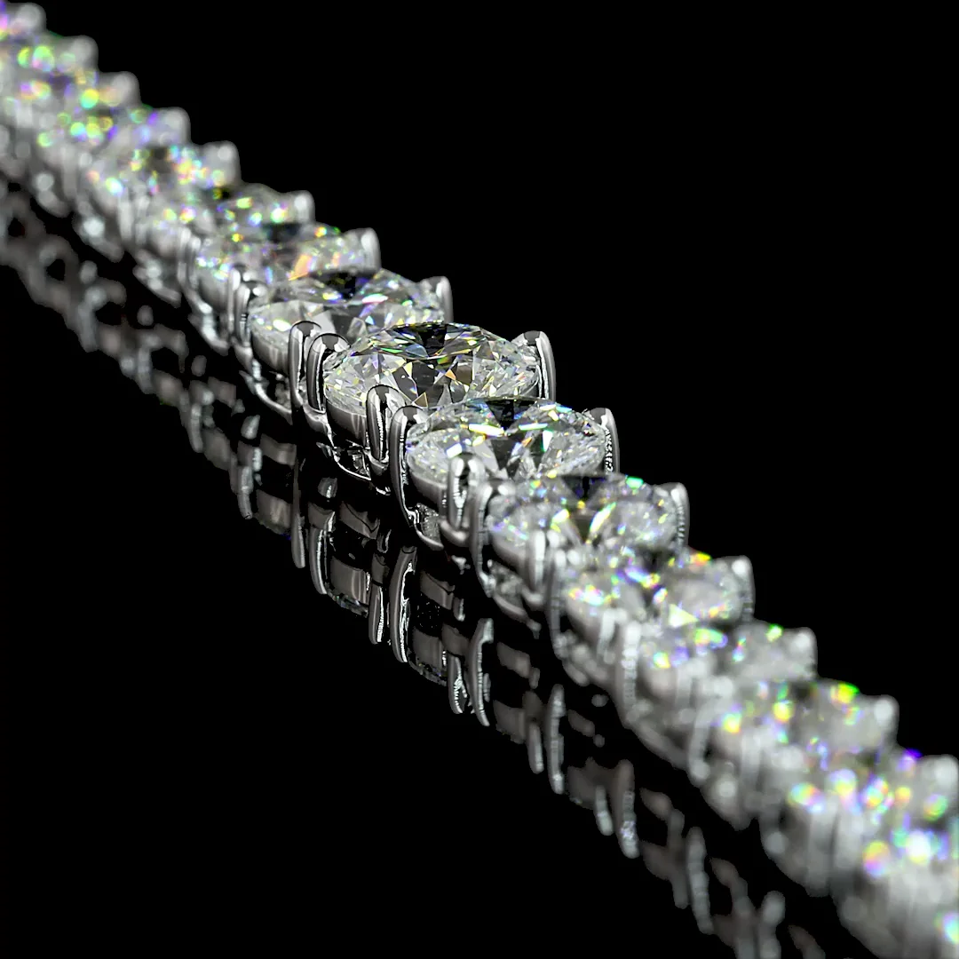 9.89 Cts 14k White Gold Round Shape Riviera Necklace - Image 4