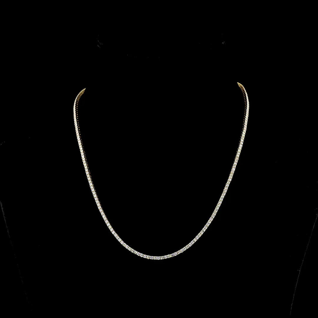 4.79 Cts 14k Yellow Gold Round Shape Tennis Necklace - Video