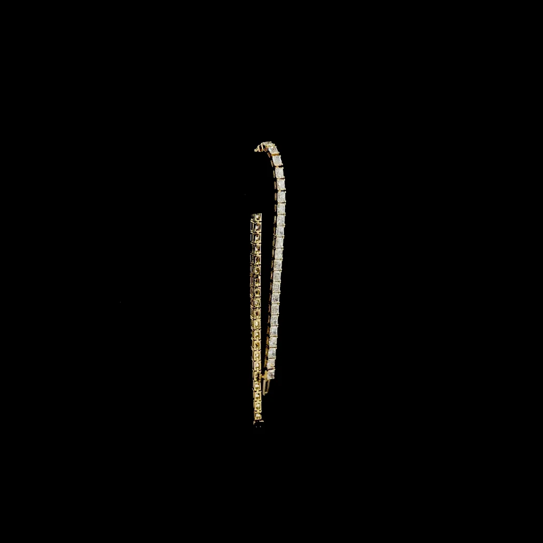 5.28 Cts 14k Yellow Gold Radiant Shape Tennis Bracelet - Image 3