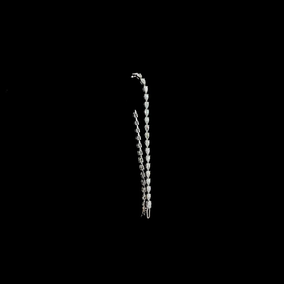3.87 Cts 14k White Gold Pear Shape Tennis Bracelet - Image 3