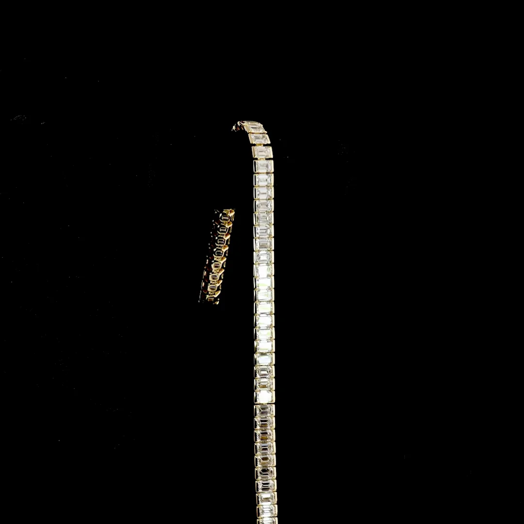 11.86 Cts 14k Yellow Gold Emerald Shape Tennis Bracelet - Image 3